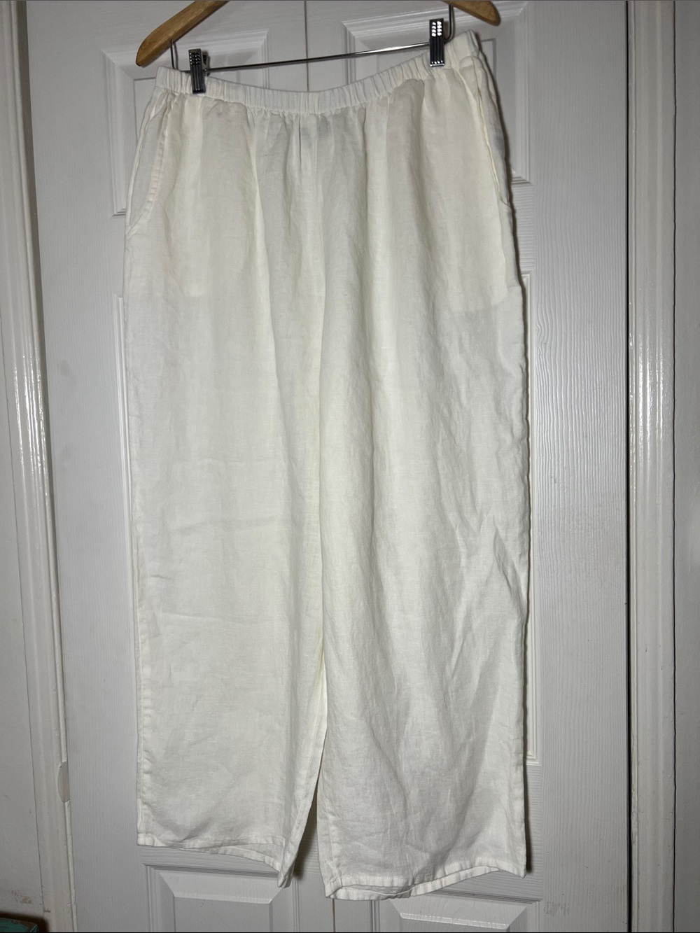 NWOT FLAX White Wide Leg Linen Pant Women’s Large